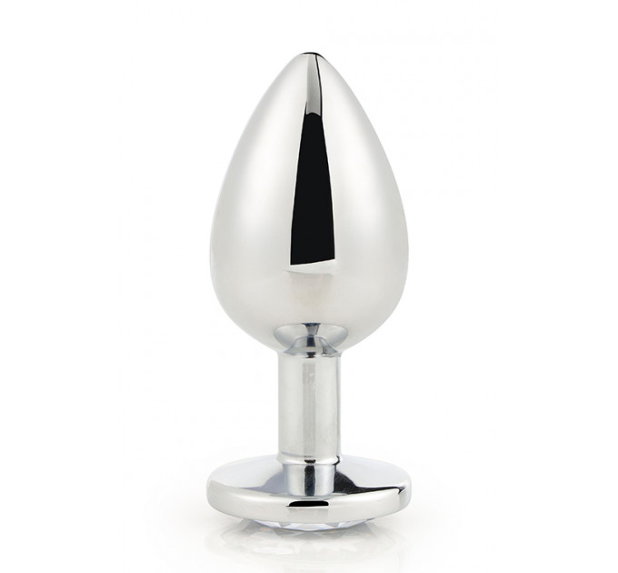 Анальная пробка с камнем GLEAMING LOVE SILVER PLUG LARGE