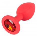 Анальная пробка You2Toys из силикона с камнем, красная, S