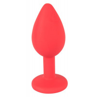 Анальная пробка You2Toys из силикона с камнем, красная, S