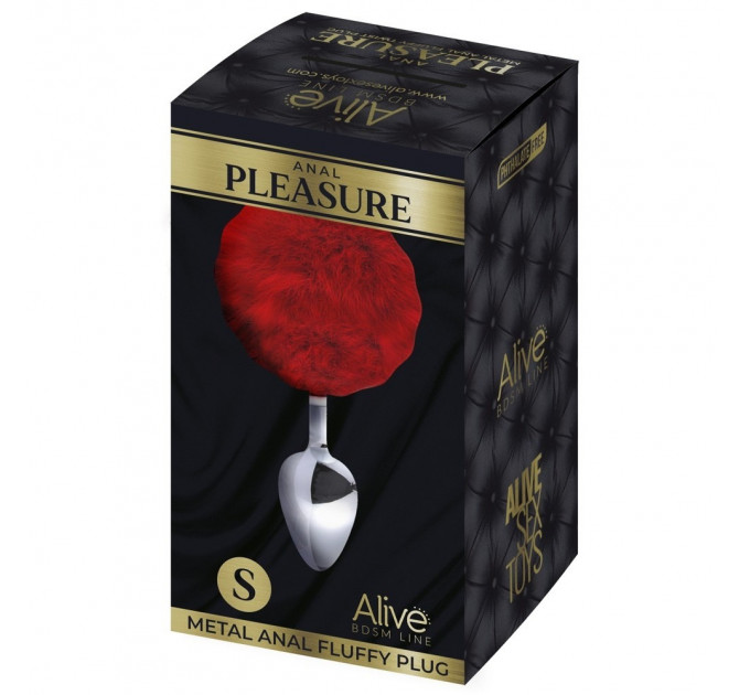 Анальная пробка металлическая Alive Anal Pleasure с красным хвостиком, S