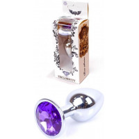 Анальная пробка с камнем Plug-Jewellery Silver PLUG- Purple размер S