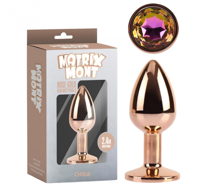 Анальна пробка золота CHISA MATRIX MONT з різнобарвним каменем, розмір S
