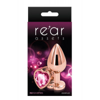 Анальная пробка REAR ASSETS ROSE GOLD HEART PINK, M