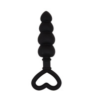 Анальна цепочка зі стоппером-сердечком Chisa Black Mont Beaded Luv Probe, чорна