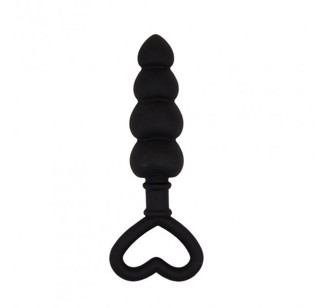 Анальна цепочка зі стоппером-сердечком Chisa Black Mont Beaded Luv Probe, чорна