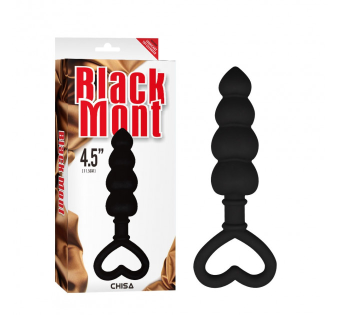 Анальна цепочка зі стоппером-сердечком Chisa Black Mont Beaded Luv Probe, чорна