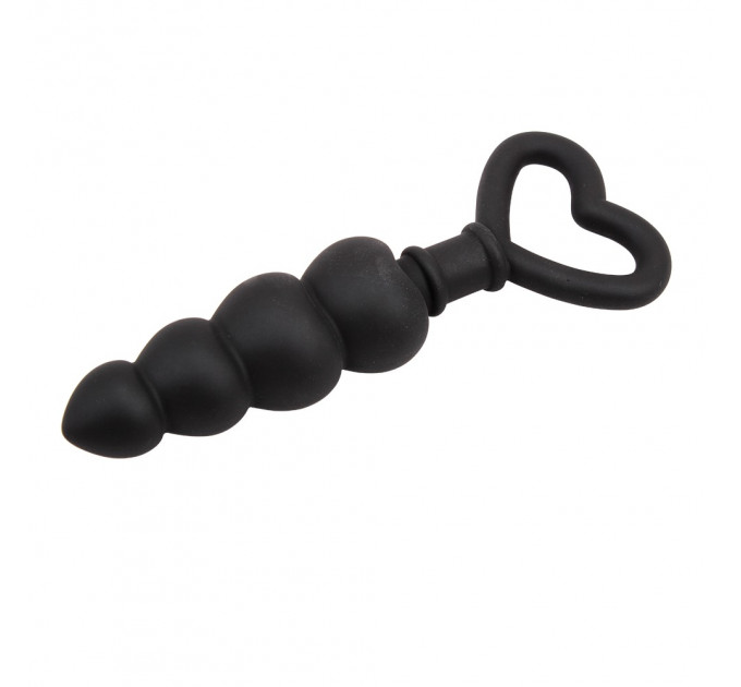 Анальна цепочка зі стоппером-сердечком Chisa Black Mont Beaded Luv Probe, чорна