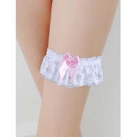 Белые подвязки Star Night с розовым бантом (без коробки)