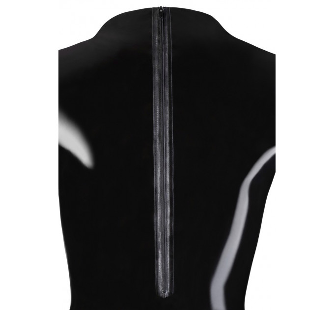 Боди латексное LateX с молнией и открытым доступом, черное, XL