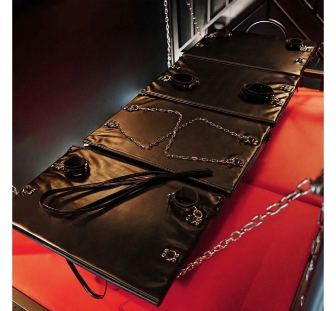 Доска для бондажа Roomfun Bondage Board (наручники+манжеты на лодыжки+оковы на ноги+ремни) черная