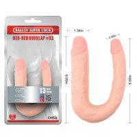 Фалоімітатор подвійний Chisa Ballsy Super Cock Her-Her Overlap #03, бежевий