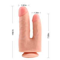 Фаллоимитатор двойной с мошонкой Chisa Ballsy Super Cock Bromeo # 02 на присоске, телесный