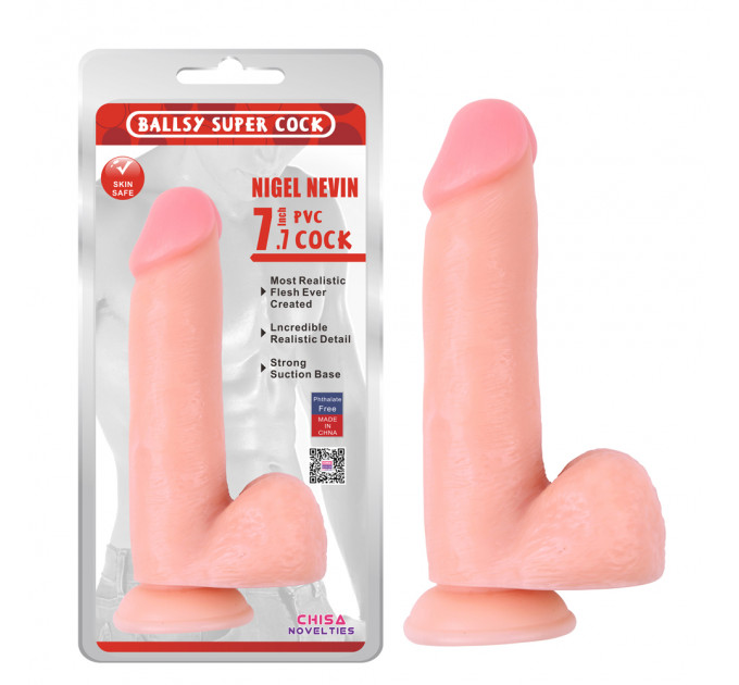 Фаллоимитатор на присоске Chisa Ballsy Super Cock 7.7 с яичками, бежевый