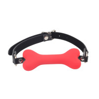 Кляп-кісточка червона Chisa Behave! Doggle Bone Bit Gag з чорним ремінцем