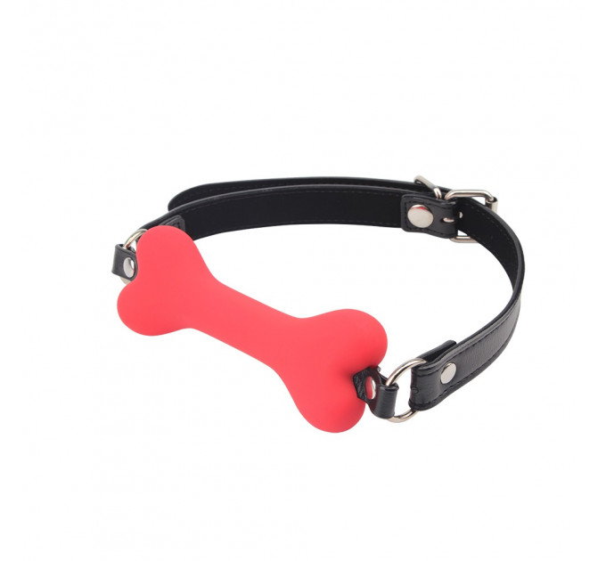 Кляп-косточка красная Chisa Behave! Doggle Bone Bit Gag с черным ремешком
