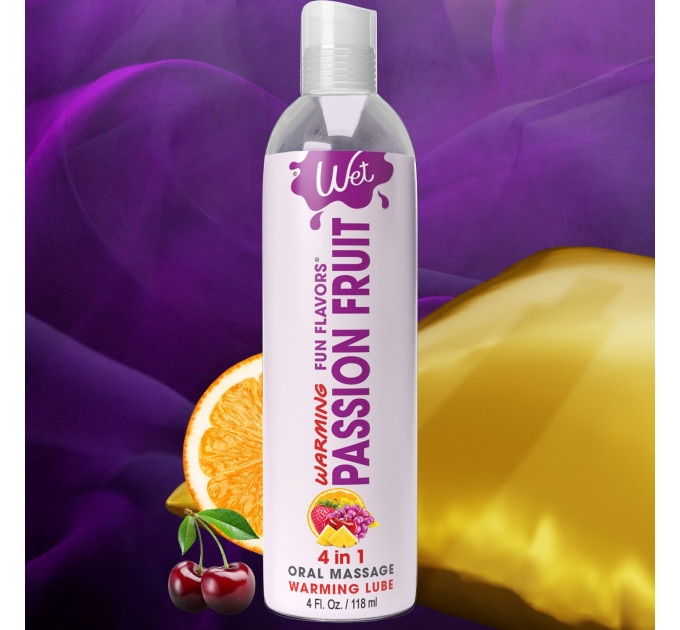 Лубрикант їстівний зі смаком маракуї WET PASSION FRUIT зі зігріваючим ефектом, 30 мл