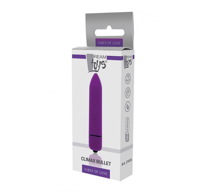 Мини вибромассажер DREAM TOYS 10-SPEED CLIMAX BULLET PURPLE Мини вибромассажер DREAM TOYS 10-SPEED CLIMAX BULLET PURPLE
