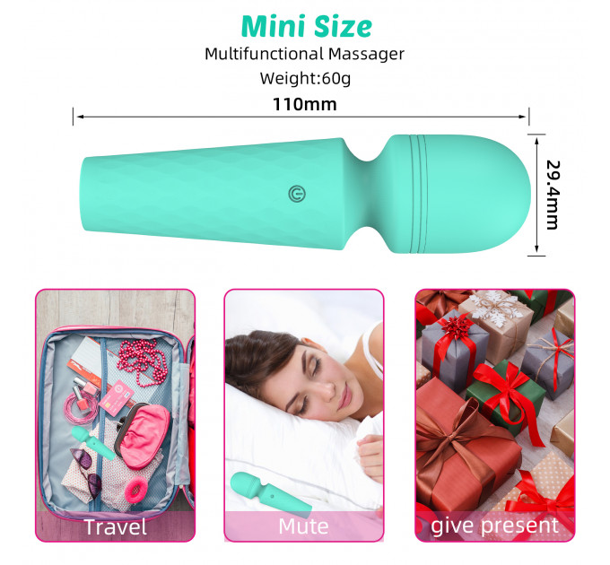 Мини-вибратор микрофон Every Night Toys Sharon бирюзовый, 10 режимов вибрации