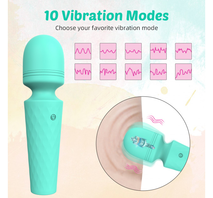 Мини-вибратор микрофон Every Night Toys Sharon бирюзовый, 10 режимов вибрации