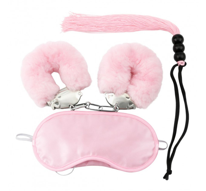 Набір БДСМ DS Fetish маска, наручники, флогер міні, рожевий