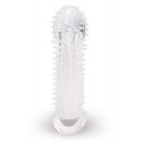 Насадка на пенис с рельефом Size-Up с 3 кольцами, прозрачная, 15.5 см