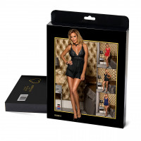 Пеньюар з трусиками Star Night мереживний, чорний, M-L