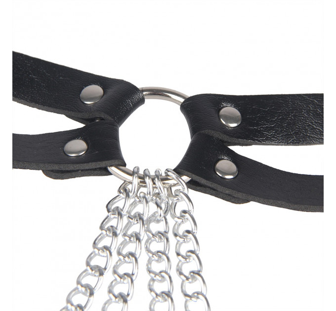 Портупея-пояс Star Night зі штучної шкіри з ланцюжками, чорна, One Size