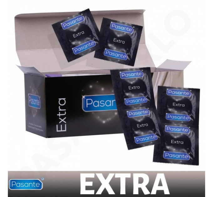 Презервативы утолщенные Pasante Extra Condoms с дополнительным лубрикантом, 52 мм (цена за 6 шт.)