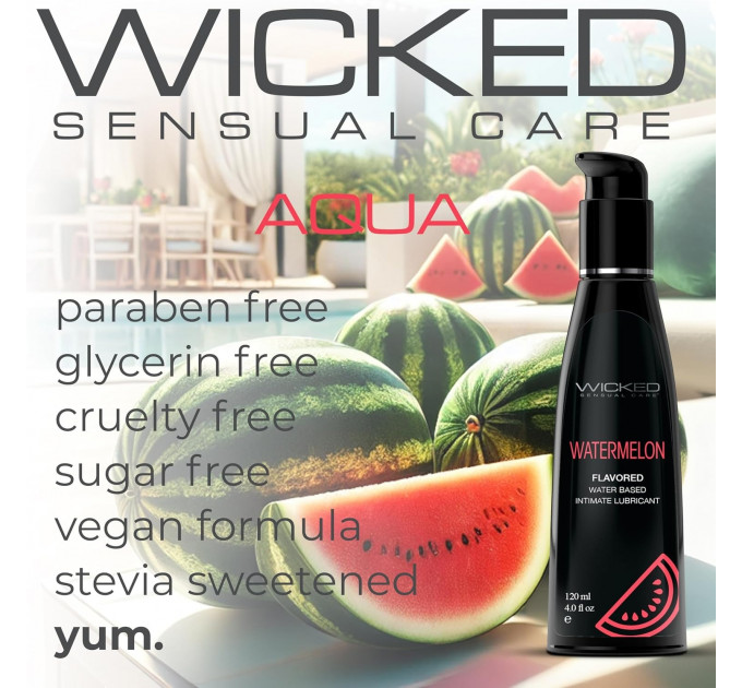 Їстівний лубрикант зі смаком кавуна Wicked Aqua Watermelon Flavored, 120 мл