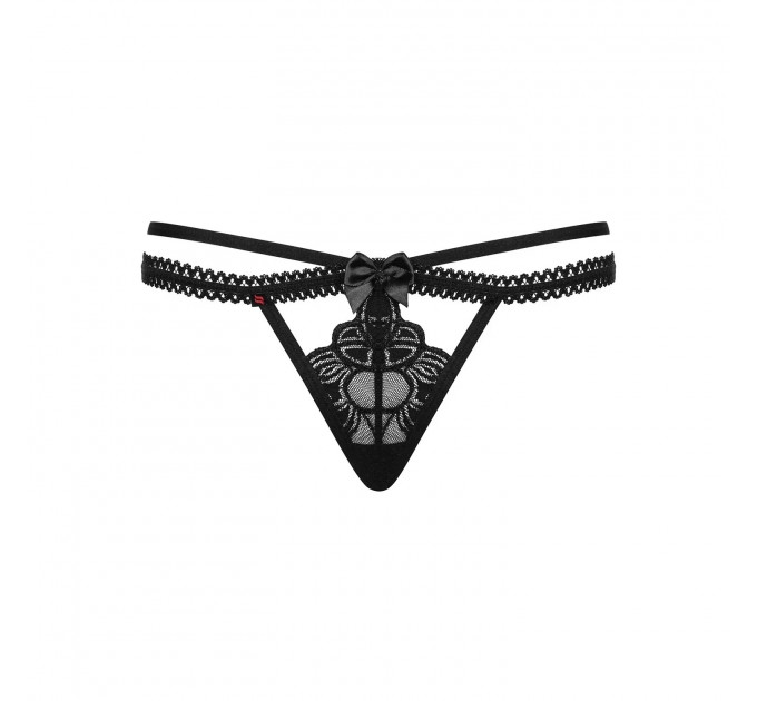 Стринги кружевные Obsessive Wonderia черные, L/XL