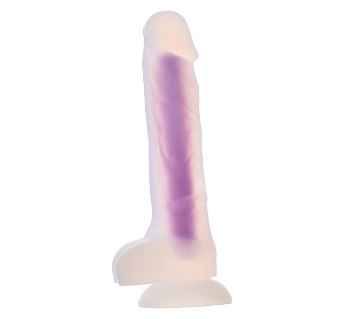 Светящийся фаллоимитатор Dream Toys RADIANT SOFT SILICONE GLOW IN THE DARK DILDO MEDIUM PURPLE