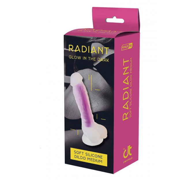 Светящийся фаллоимитатор Dream Toys RADIANT SOFT SILICONE GLOW IN THE DARK DILDO MEDIUM PURPLE