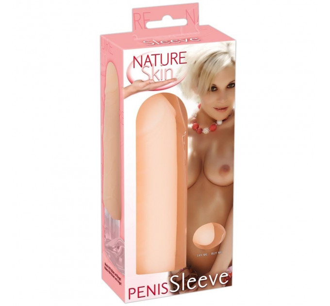 Удлиняющая реалистичная насадка на пенис Nature Skin Penis Sleeve телесный