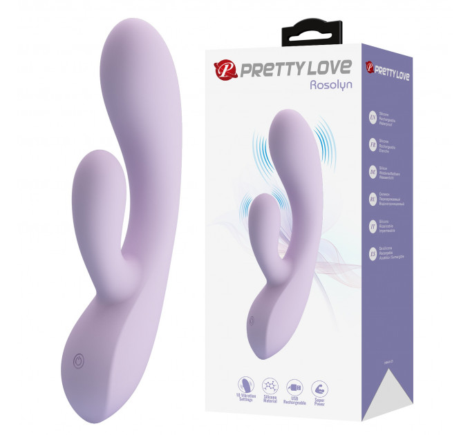 Вибратор-кролик Pretty Love Rosolyn фиолетовый, 19 х 3.6 см