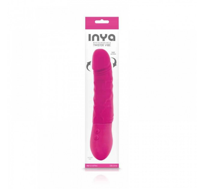 Вибратор Realistic Vibrating Silicone Dildo Rechargeable 7 Speeds Inya Twister 9 In. Pink