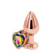 Анальная пробка REAR ASSETS ROSE GOLD HEART RAINBOW, M