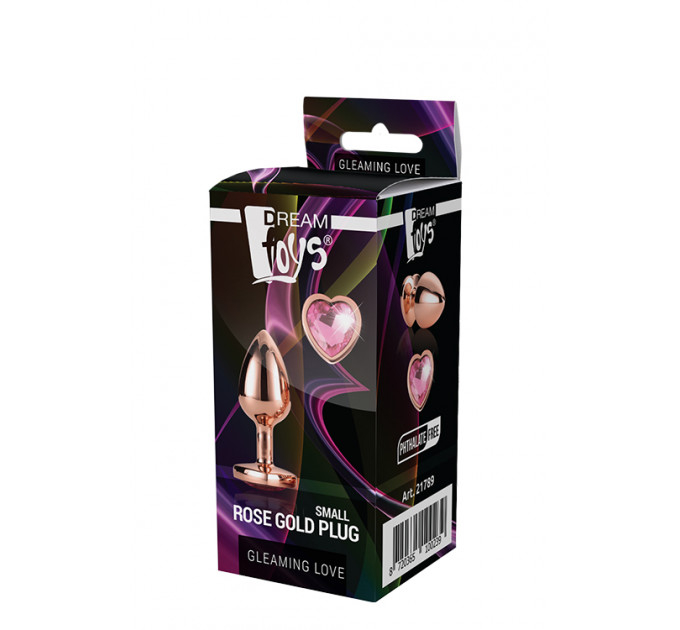Dt21789 анальна пробка з серцем GLEAMING LOVE ROSE GOLD PLUG SMALL