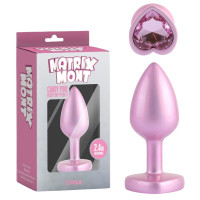 Анальна пробка рожева з перламутром CHISA MATRIX MONT та рожевим каменем у формі серця, розмір S