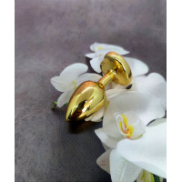 Анальная пробка с камнем в форме сердца Black Jewellery