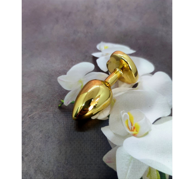 Анальная пробка с камнем в форме сердца Black Jewellery