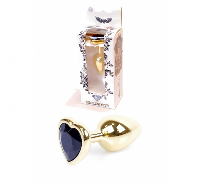 Анальная пробка с камнем в форме сердца Black Jewellery