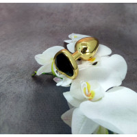Анальная пробка с камнем в форме сердца Black Jewellery