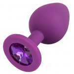 Анальная силиконовая пробка с камнем You2Toys Colorful Joy Jewel, фиолетовая, Medium