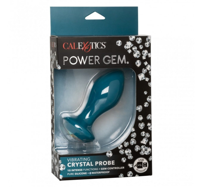 Анальная пробка с вибрацией Vibrating Crystal Probe Голубая California Exotic