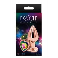 Анальная пробка REAR ASSETS ROSE GOLD HEART RAINBOW, M