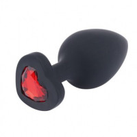 Анальная пробка Loveshop Black Silicone Herart RED, S