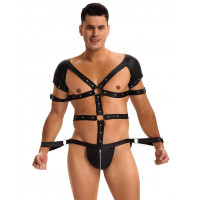 Боді-портупея чоловіча Star Night з обмежувачами та блискавкою, чорна, L
