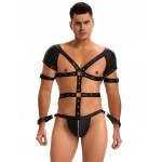 Боді-портупея чоловіча Star Night з обмежувачами та блискавкою, чорна, L