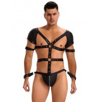 Боді-портупея чоловіча Star Night з обмежувачами та блискавкою, чорна, L Боді-портупея чоловіча Star Night з обмежувачами та блискавкою, чорна, L