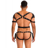 Боді-портупея чоловіча Star Night з обмежувачами та блискавкою, чорна, L